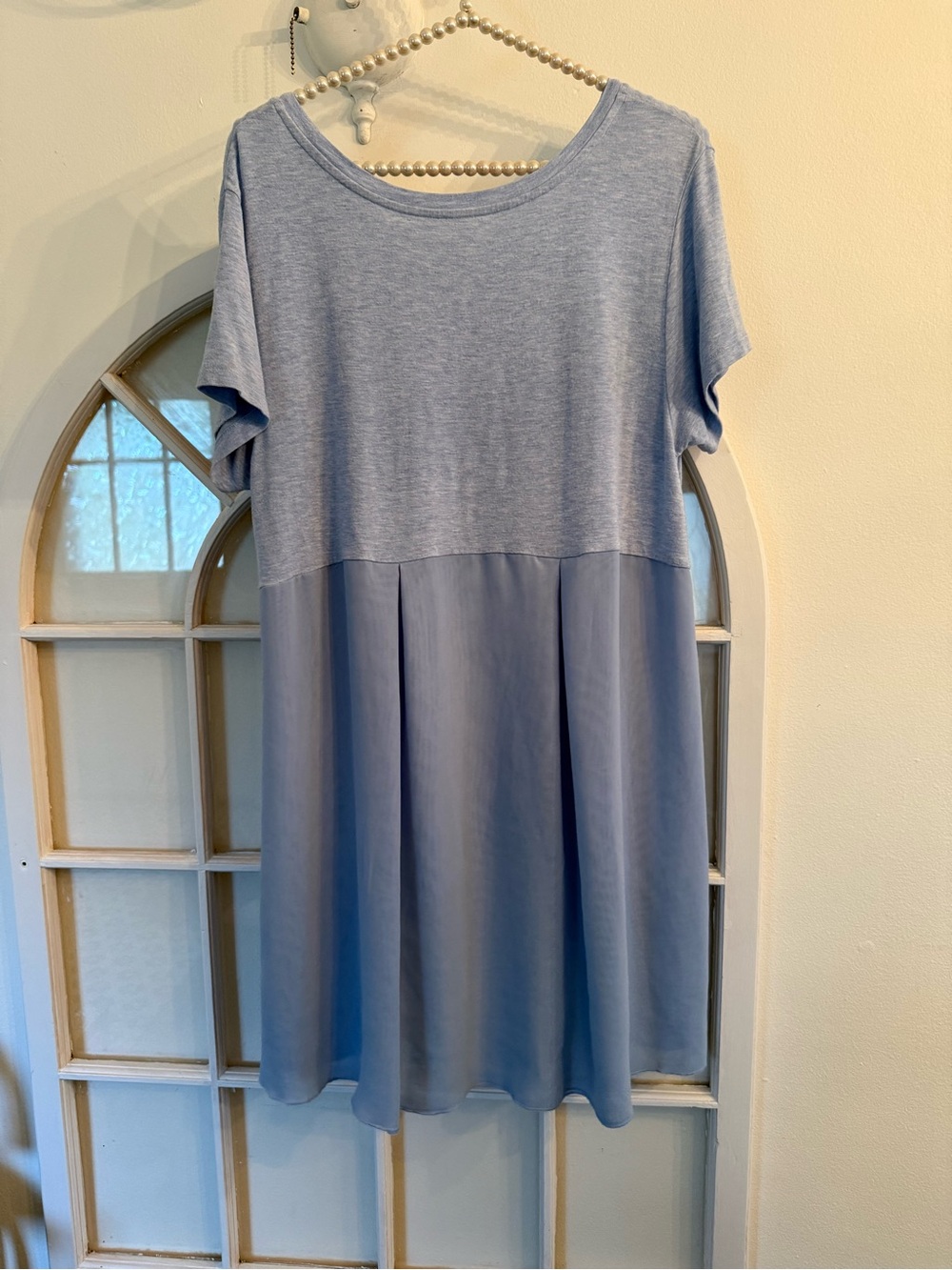 Soft Surroundings Blue Mixed Media Hi-Low Layered Tunic Flowy Top Medium